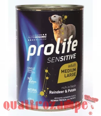 Club Prolife Dog Medium Large Adult Sensitive Grain Free Renna e Patate 400 gr Umido Per Cani