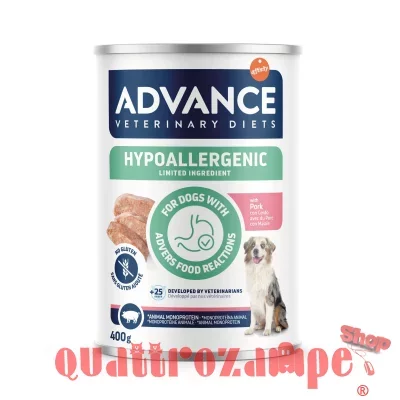 Advance Veterinary Diets Dog Hypoallergenic Maiale 400 gr Barattolo Umido per Cani