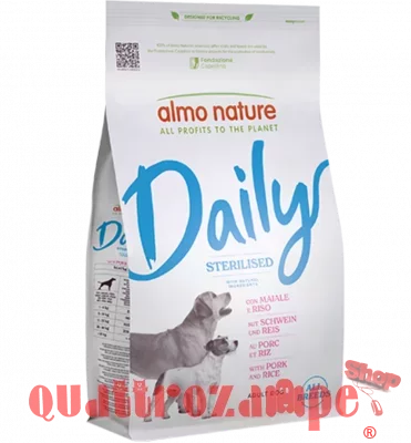 Almo Nature Daily All Breeds Adult Dog Sterilised Maiale e Riso 12 Kg Per Cani