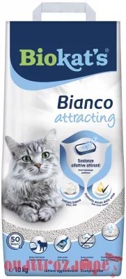 Biokats Bianco Attracting 10 kg Lettiera Agglomerante Per Gatti con Attrattivo