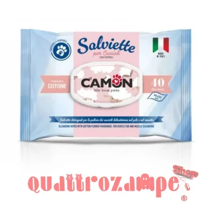 Camon 40 Salviette Detergenti al Cotone Per Cuccioli