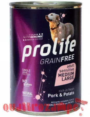 Club Prolife Dog Medium Large Adult Sensitive Grain Free Maiale e Patate 400 gr Umido Per Cani