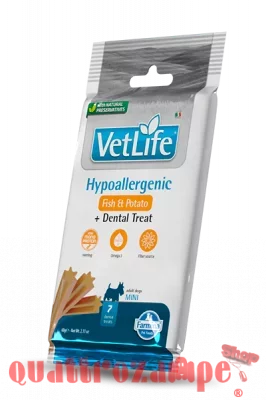 Farmina Dog VetLife Dental Treat Hypoallergenic Fish Mini 60 gr Snack Per Cani