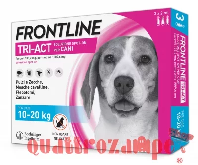 Frontline Tri Act 10 - 20 kg 3 Pipette Antiparassitario Per Cane