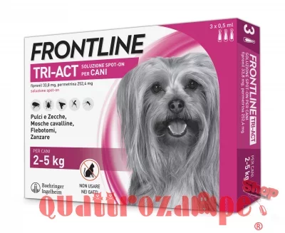 Frontline Tri Act 2 - 5 kg 3 Pipette Antiparassitario Per Cane