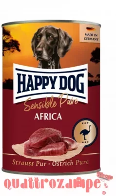 Happy Dog Sensible Africa Struzzo Puro 400 gr Cibo Umido Per Cani