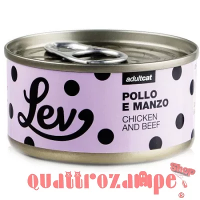 Lev Adult Cat Pollo Manzo 70 gr Lattina Umido Gatti