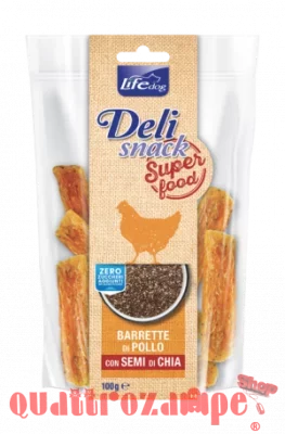 Life Dog Delisnack Superfood Barrette Pollo Semi di Chia 100 gr