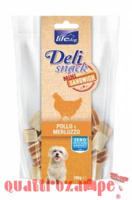Life Dog Snack Delisnack Mini Sandwich Pollo Merluzzo 100 gr