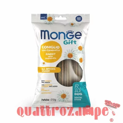 Monge Gift Dental Sticks Senior Coniglio Camomilla 210 gr Snack Per Cani