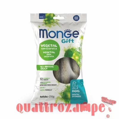 Monge Gift Dental Sponge Vegetal Clorella Menta 210 gr Snack Per Cani