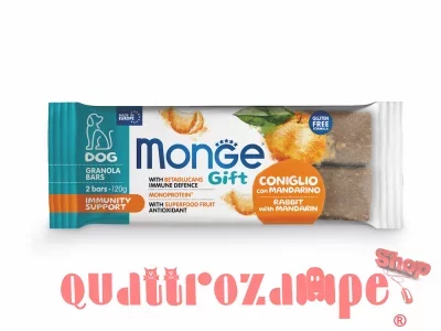 Monge Gift Granola Bars Immunity Coniglio Mandarino 120 gr Snack Per Cani