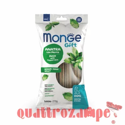 Monge Gift Dental Sticks Medium Maxi Anatra Menta 270 gr Snack Per Cani