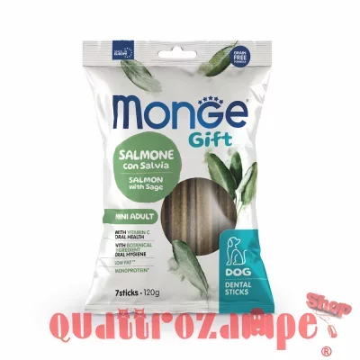 Monge Gift Dental Sticks Mini Salmone Salvia 120 gr Snack Per Cani