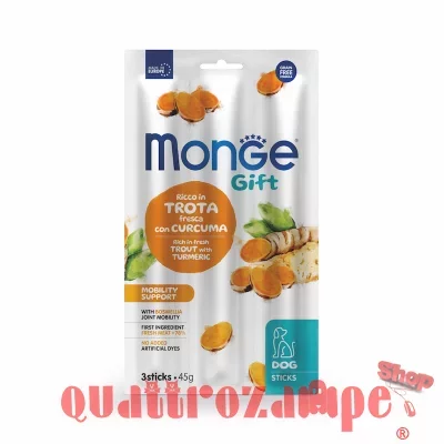 Monge Gift 3 Stick Mobility Support Trota Curcuma 45 gr Snack Per Cani