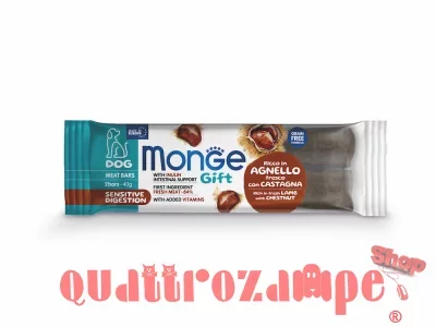 Monge Gift Barrette Sensitive Digestion Agnello Castagne 40 gr Snack Per Cani