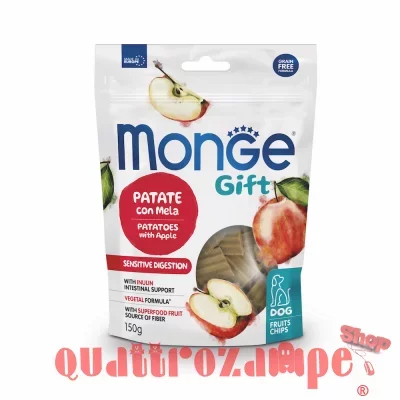 Monge Gift Fruits Chips Sensitive Digestion Patate Mela 150 gr Snack Per Cani