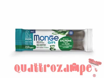 Monge Gift Barrette Skin Support Salmone Aloe Vera 40 gr Snack Per Cani