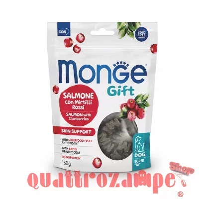 Monge Gift Super M Skin Support Salmone Mirtilli Rossi 150 gr Snack Per Cani
