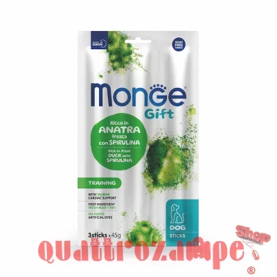 Monge Gift 3 Stick Training Anatra Spirulina 45 gr Snack Per Cani