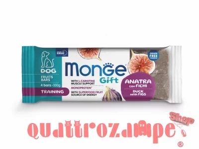 Monge Gift Fruits Bars Training Anatra Fichi 100 gr Snack Per Cani