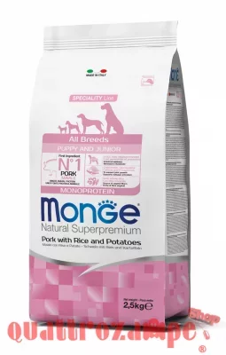 Monge Superpremium All Breed Puppy Junior Maiale Riso 12 kg Cane