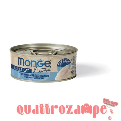 Monge Natural Tonno Con Pesce Bianco in Soft Jelly 80 gr Scatoletta Superpremium Per Gatti