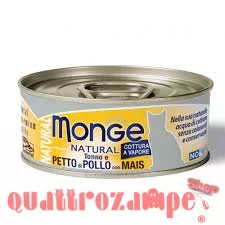 Monge Cat Natural Superpremium 80 gr Tonno e petto di Pollo con mais Per Gatti