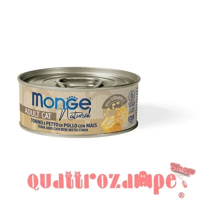 Monge Cat Natural Superpremium 80 gr Tonno e petto di Pollo con mais Scatoletta Gatti