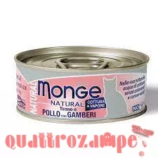 Monge Cat Natural superpremium 80 gr Tonno Pollo e Gamberi Per Gatti