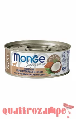 Monge Supreme Adult Tonno Riso Integrale Cocco 80 gr Scatoletta Gatti