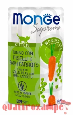 Monge Supreme Kitten Tonno Piselli Baby Carrots 80 gr Bustina Gattini