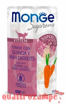 Monge Supreme Kitten Tonno Quinoa Baby Carrots 80 gr Bustina Gattino