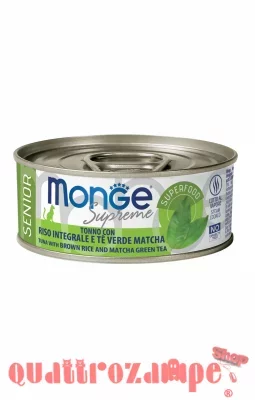 Monge Supreme Senior Tonno Riso Integrale Tè Verde Matcha 80 gr Scatoletta Gatti