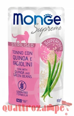 Monge Supreme Sterilised Tonno Quinoa Fagiolini 80 gr Bustina Gatti