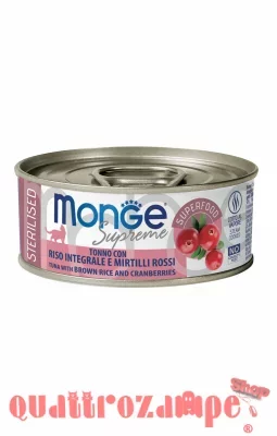 Monge Supreme Sterilised Tonno Riso Integrale Mirtilli Rossi 80 gr Scatoletta Gatti