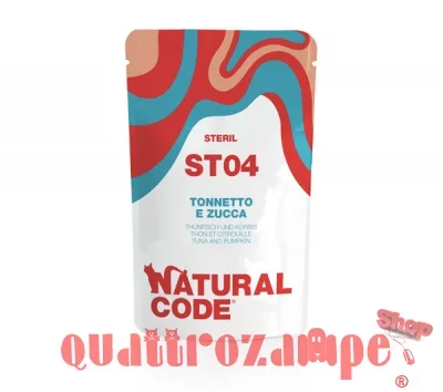 Natural Code ST04 Sterilised Tonnetto e Zucca 70 Gr Bustina Per Gatti