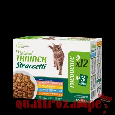 Natural Trainer Adult Cat Straccetti Multipack 12 bustine 85 gr Umido Gatti
