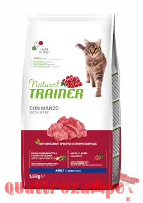 Natural Trainer Adult Manzo 1,5 kg Crocchette per Gatti