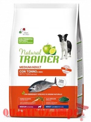 Natural Trainer Medium Adult Tonno Riso 3 kg Cane