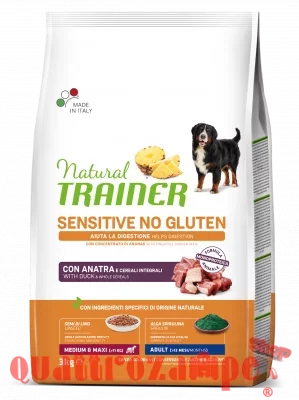 Natural Trainer Sensitive Adult Medium Maxi No Gluten Anatra Cereali Integrali 3 kg