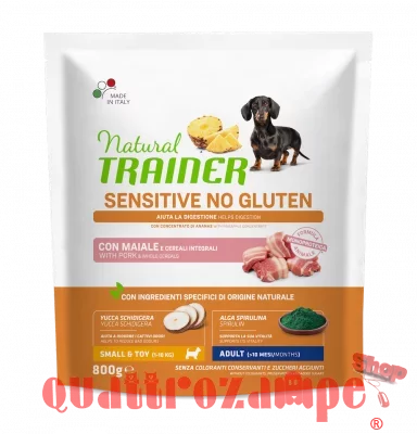 Natural Trainer Sensitive Mini Adult Maiale e Cereali Integrali 800 gr Per Cane