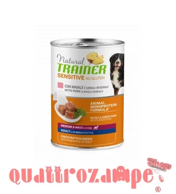 Natural Trainer Sensitive No Gluten Adult Maiale 400 gr Umido Cane