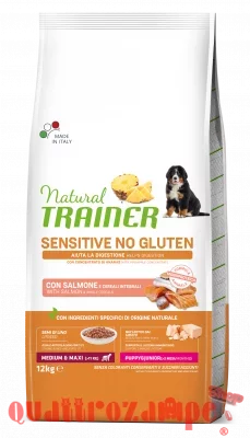 Natural Trainer Sensitive No Gluten Puppy Junior Medium Maxi Salmone 12 kg