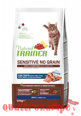 Natural Trainer Sensitive No Grain Trota 1,5 kg Crocchette Per Gatti