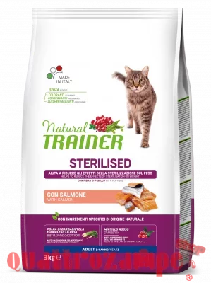 Natural Trainer Sterilised Salmone 3 kg Gatto