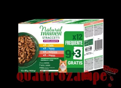 Natural Trainer Adult Cat Straccetti Multipack 12 bustine 85 gr Umido Gatti