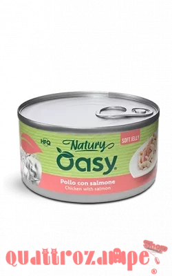 Oasy Cat Natury Soft Jelly Pollo Con Salmone Lattina 150 gr Umido Per Gatti
