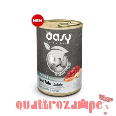 Oasy Dog Grain Free Adult Medium Large Bufalo 400 Gr Barattolo Umido Cane