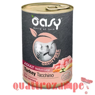 Oasy Dog Grain Free Adult Medium Large Tacchino 400 Gr Barattolo Umido Cane